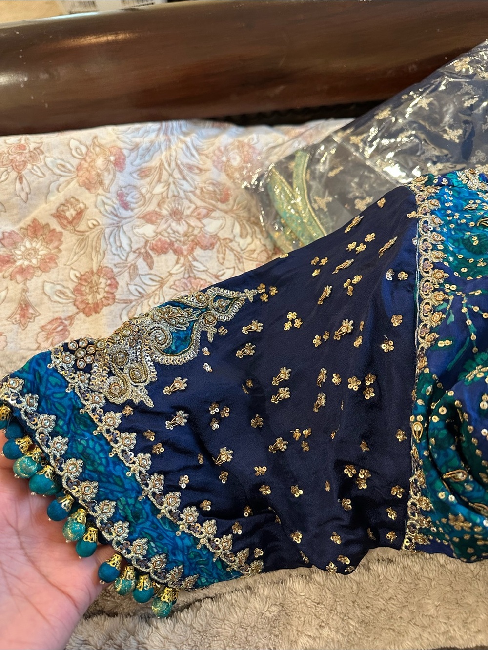 Women's Navy Blue Embroidered Anarkali Dress - Picture 8 of 10